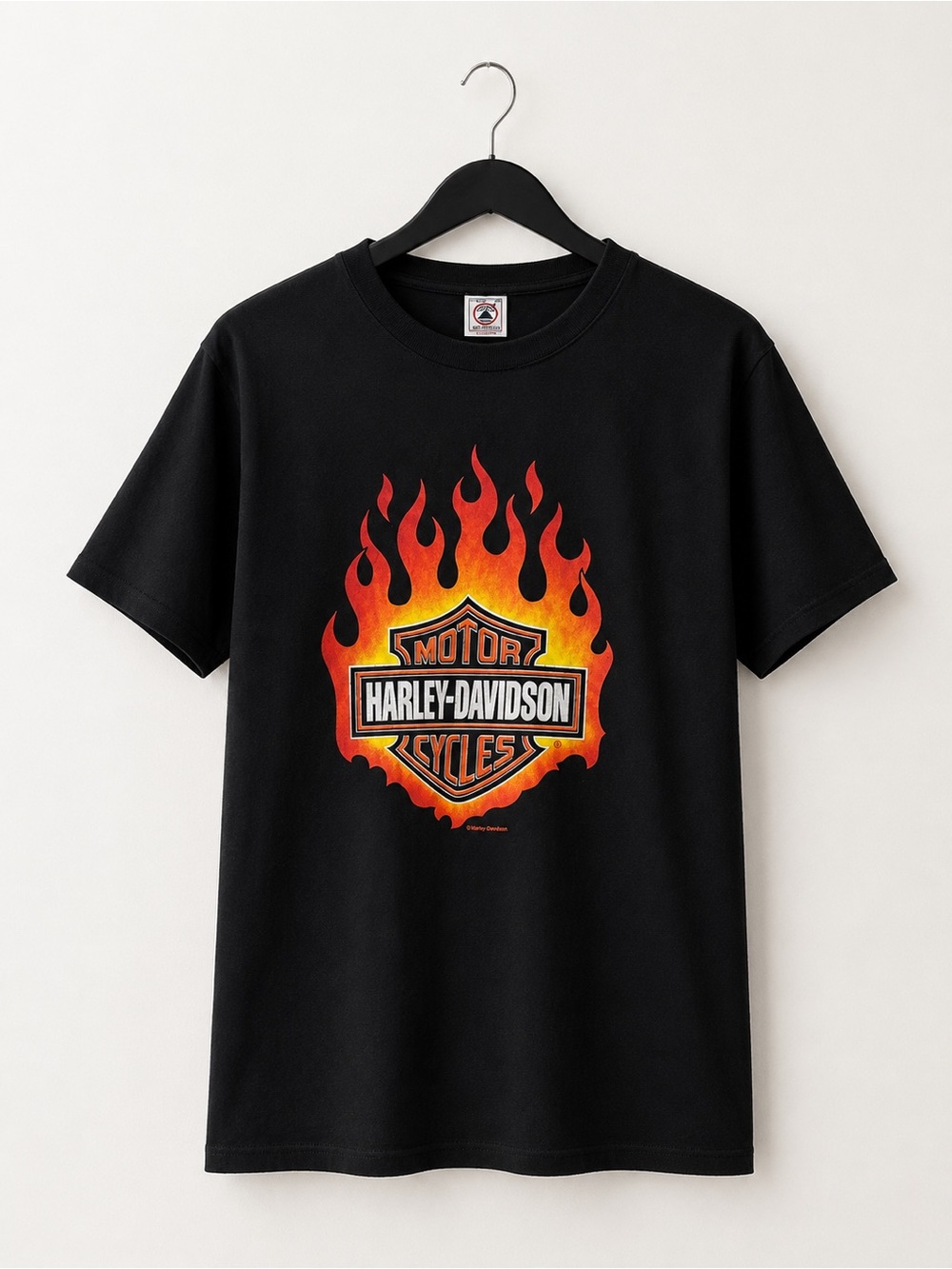 Vintage Harley-Davidson Flame Logo Graphic T-Shirt Black Size Medium